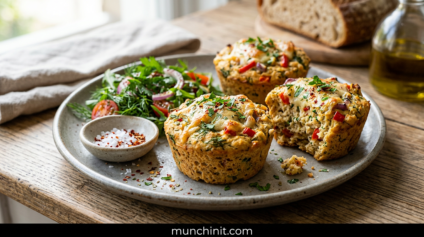 Turkish-Inspired Garlic & Herb Tofu 'Egg' Muffins with Plant-Based Cheese