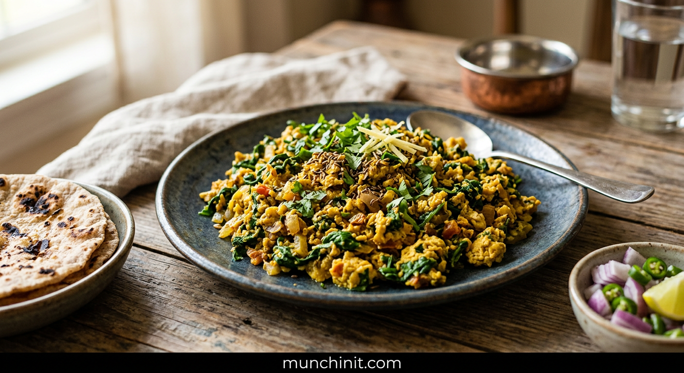 Anda Bhurji with Spinach