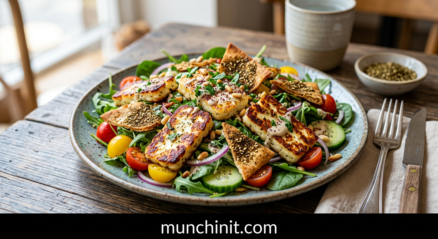 Crispy Za'atar Pitta & Halloumi Brunch Salad