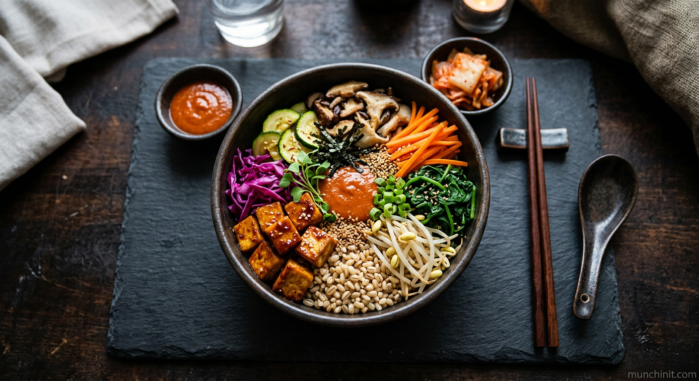 Vegan Bibimbap-Style Tofu & Vegetable Bowl