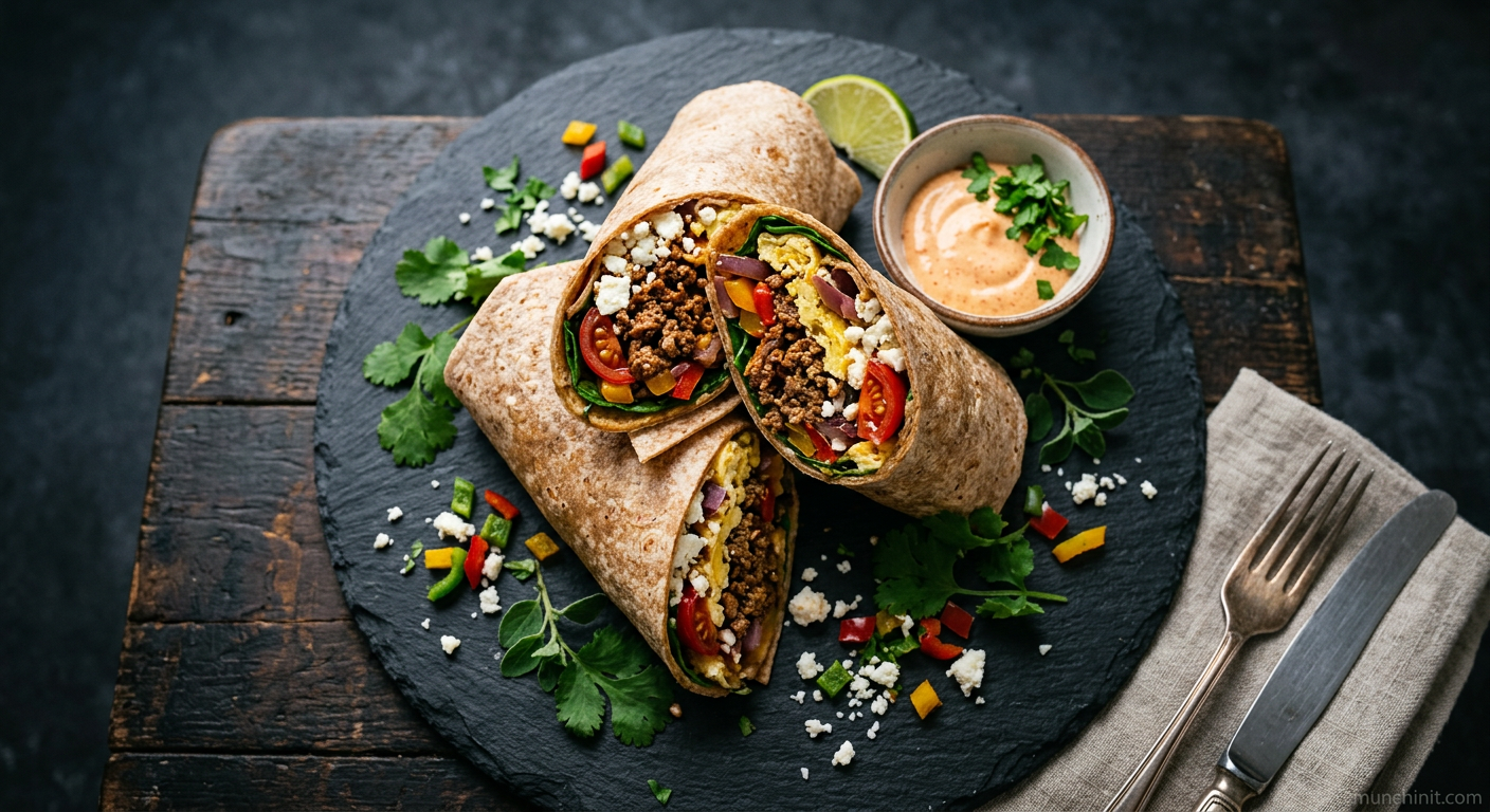 Spanish-Style Lean Beef & Feta Breakfast Wrap