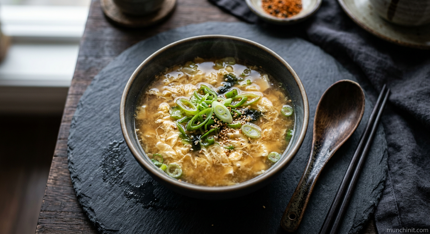 Microwave Miso Egg Drop Soup with Green Onion