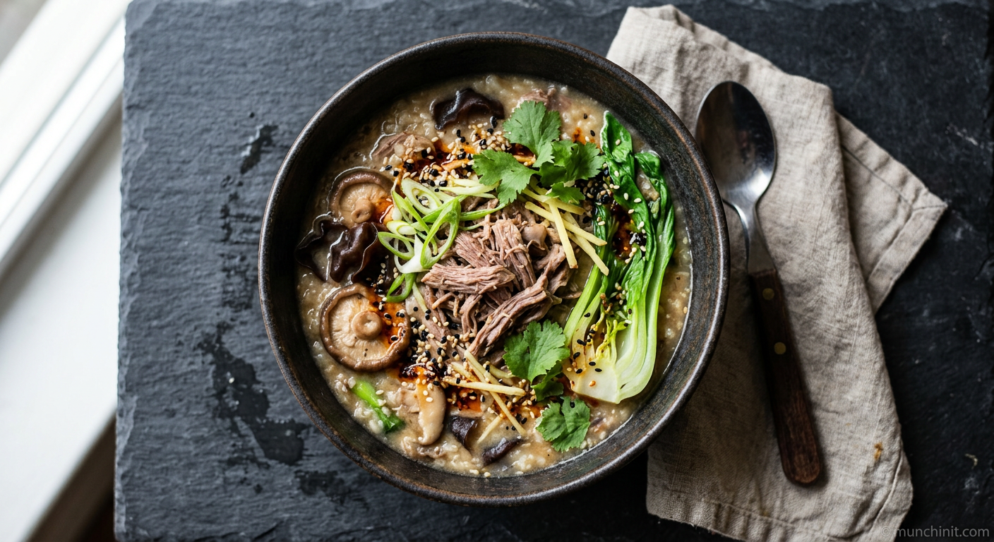 Keto Lamb Porridge with Shiitake Mushrooms & Bok Choy