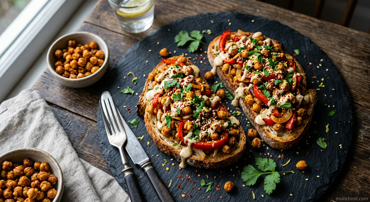 Crispy Smashed Chickpea & Red Pepper Toast