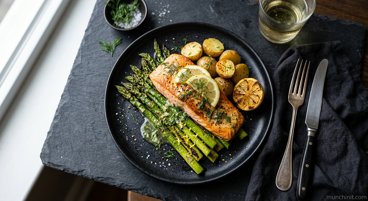 Quick Lemon-Dill Salmon with Air-Fried Asparagus