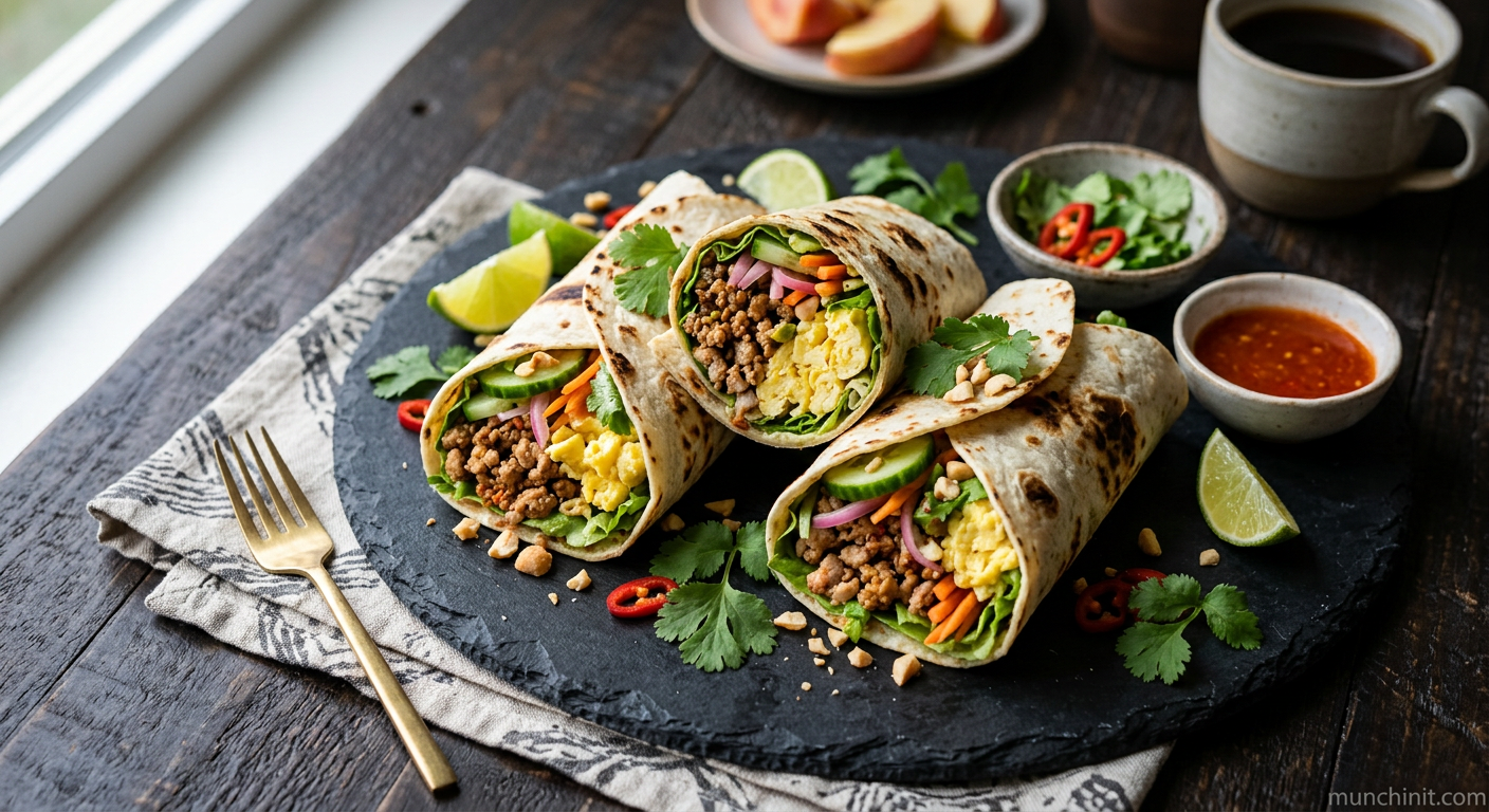 Thai Pork & Egg Breakfast Wraps