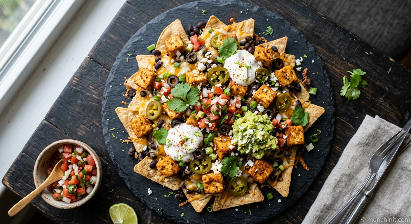 Crispy Baked Tofu Nachos with Black Soybeans (Low Carb)