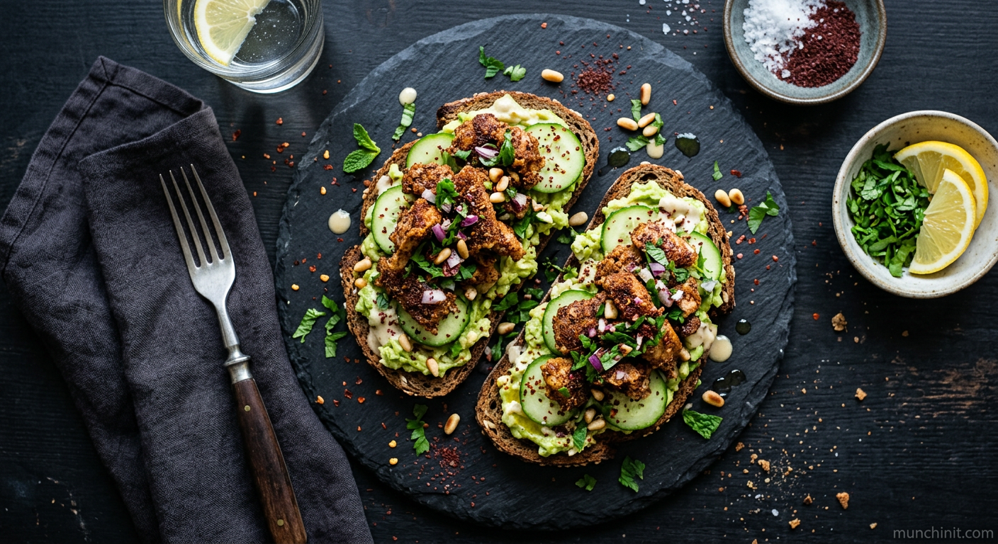 Crispy Sumac Lamb & Cucumber Avocado Keto Toast