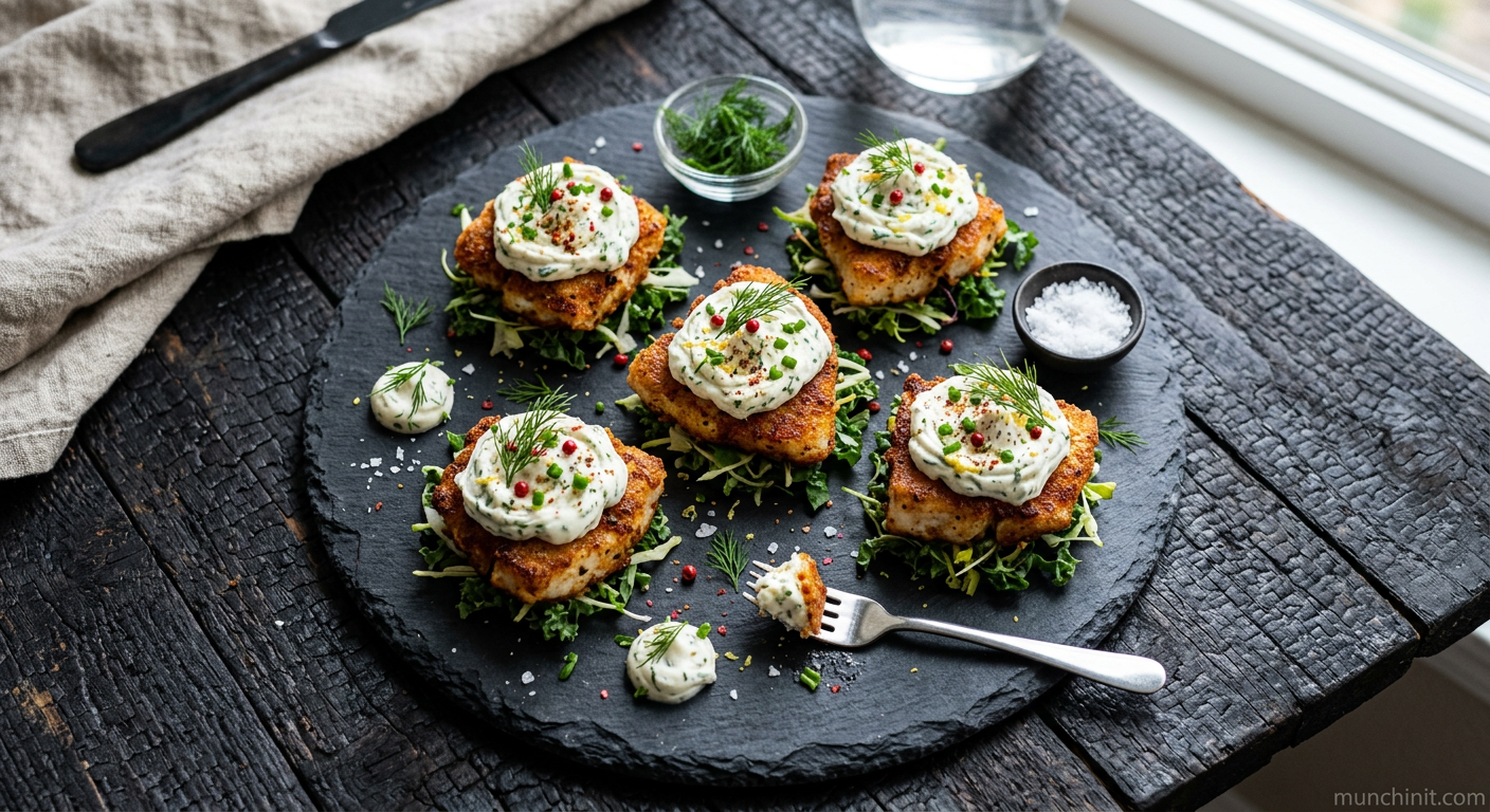 Caribbean Air-Fried White Fish & Herbed Cream Cheese Keto Rounds