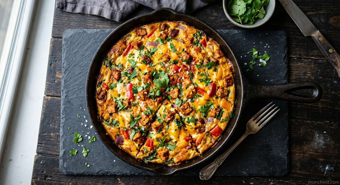 Crispy Tofu 'Chorizo' & Bell Pepper Frittata
