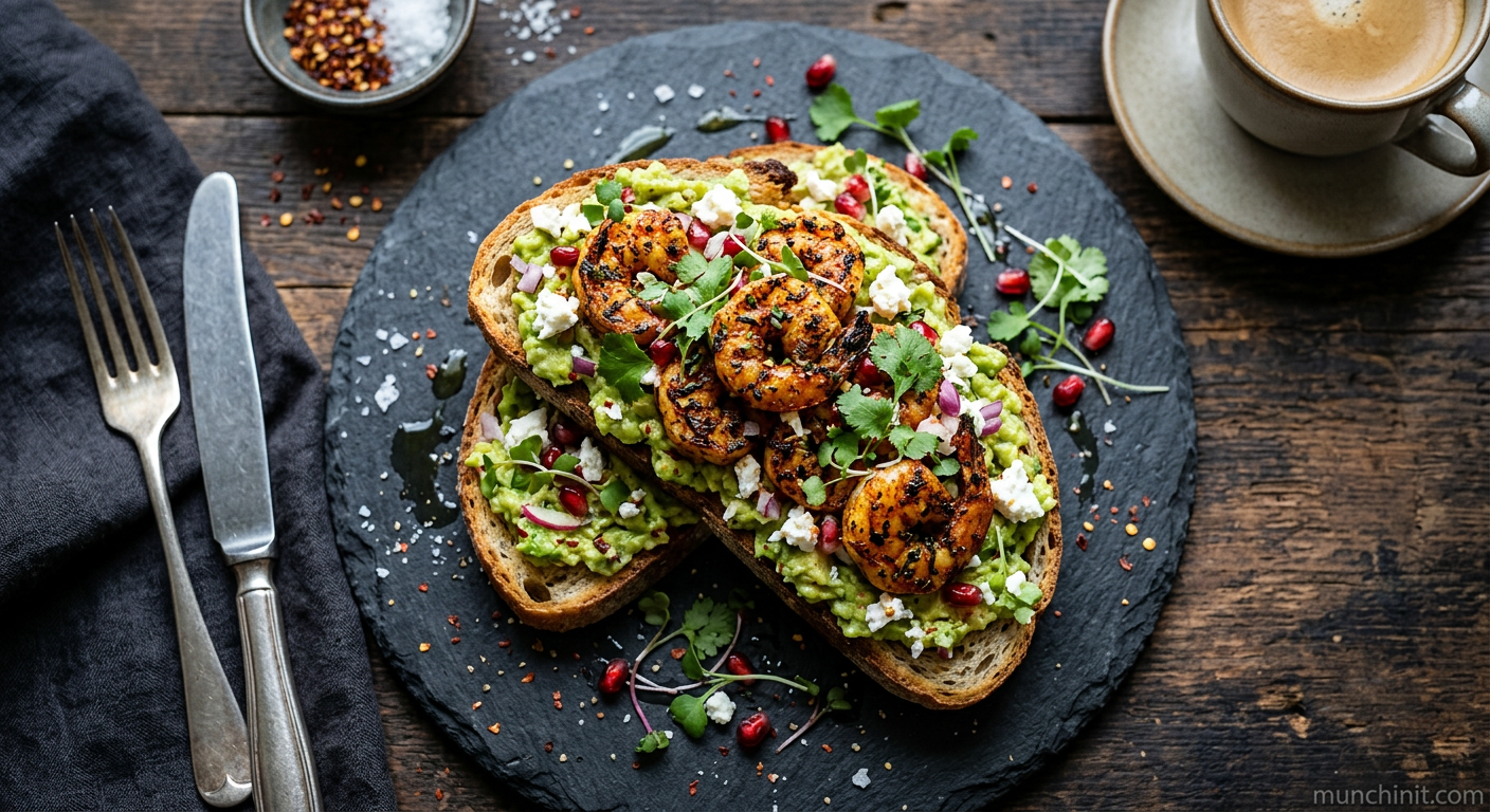 Caribbean Smoked Paprika Prawn & Feta Avocado Toast