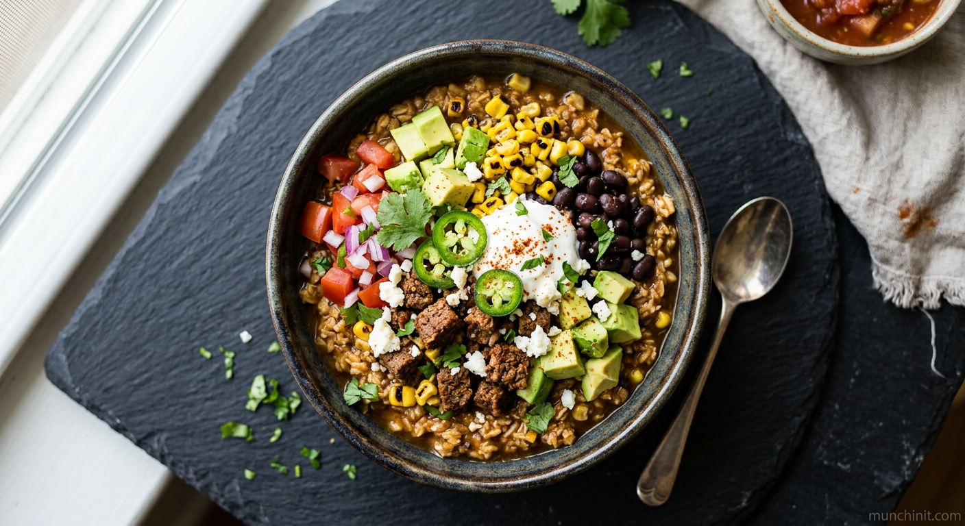 Tex-Mex Beef & Avocado 'Oatmeal'