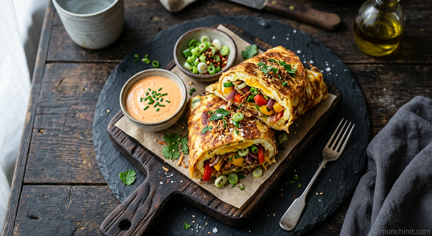 Crispy Spring Onion & Bell Pepper Egg Wrap