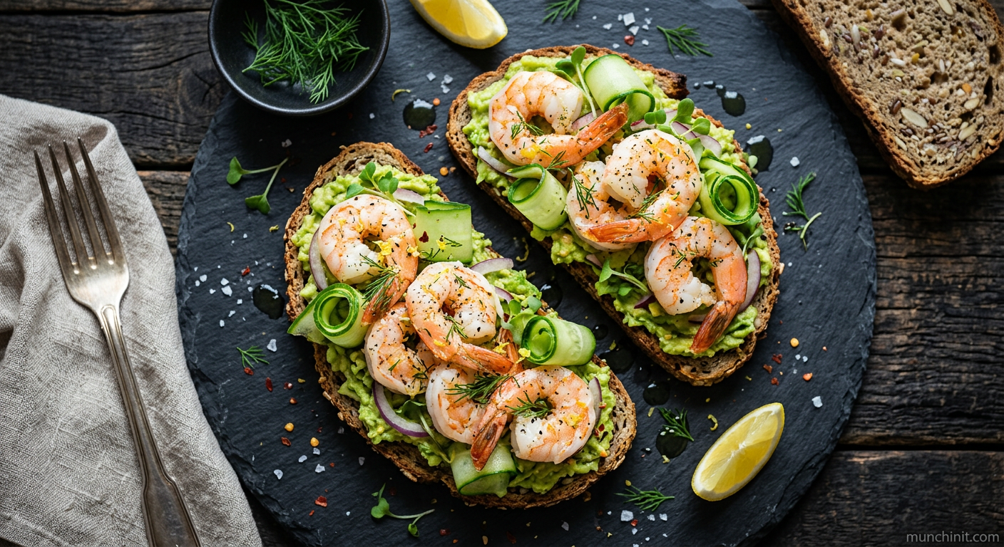 Paleo Prawn & Avocado "Toast" with Cucumber & Dill