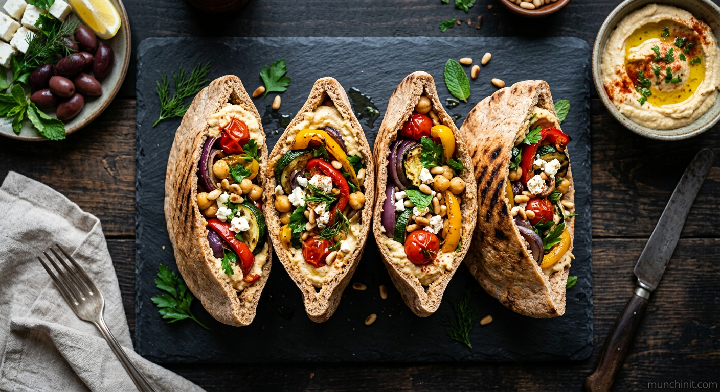 Mediterranean Roasted Pepper & Hummus Pita Pockets