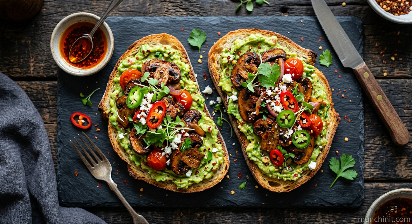 Spicy Chorizo-Spiced Mushroom Avocado Toast