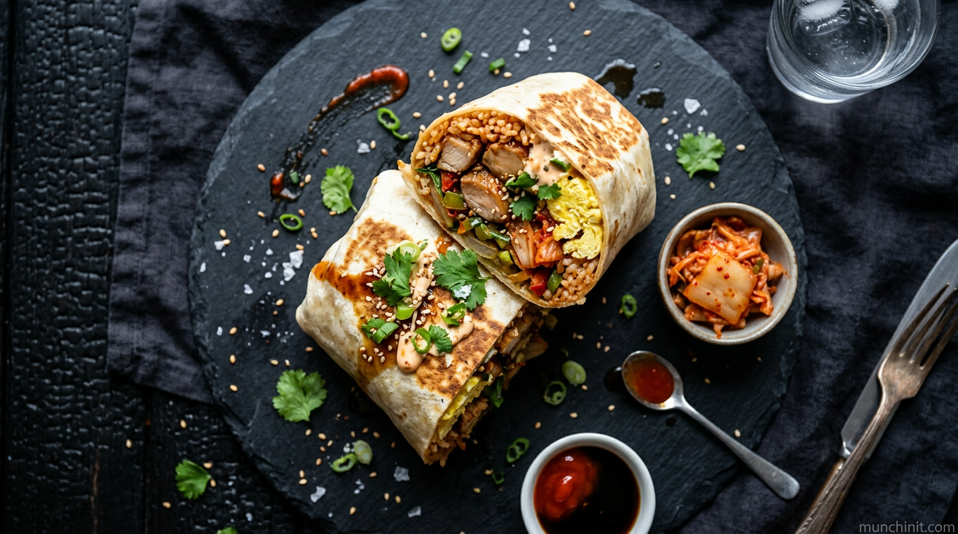 Teriyaki Chicken & Kimchi Breakfast Burrito