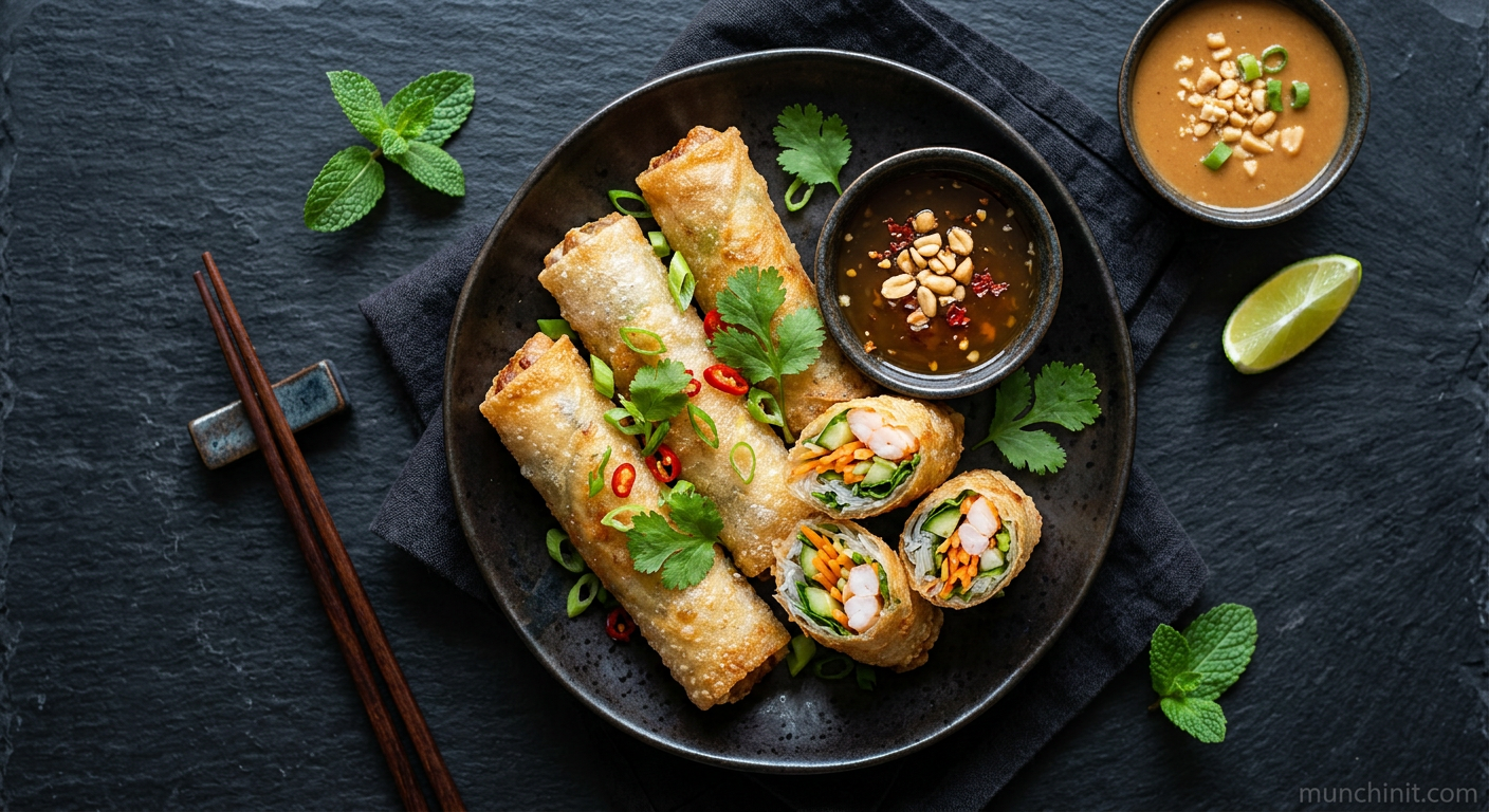 Crispy Air-Fried Prawn & Vegetable Summer Rolls