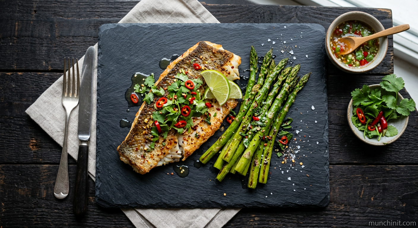 Simple Air-Fried Thai White Fish & Asparagus