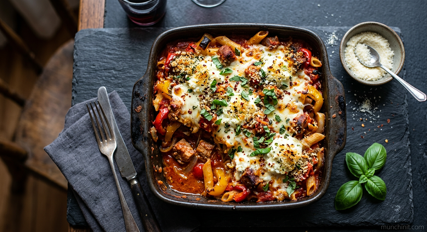 Spicy Pork & Pepper Arrabiata Bake