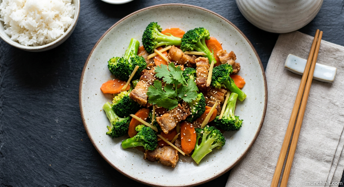 Crispy Pork Stir-Fry with Ginger & Broccoli
