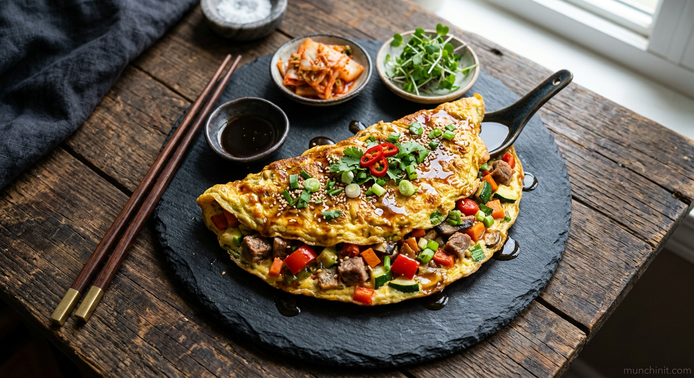 Korean-Style Lamb & Vegetable Omelette with Light Soy Glaze