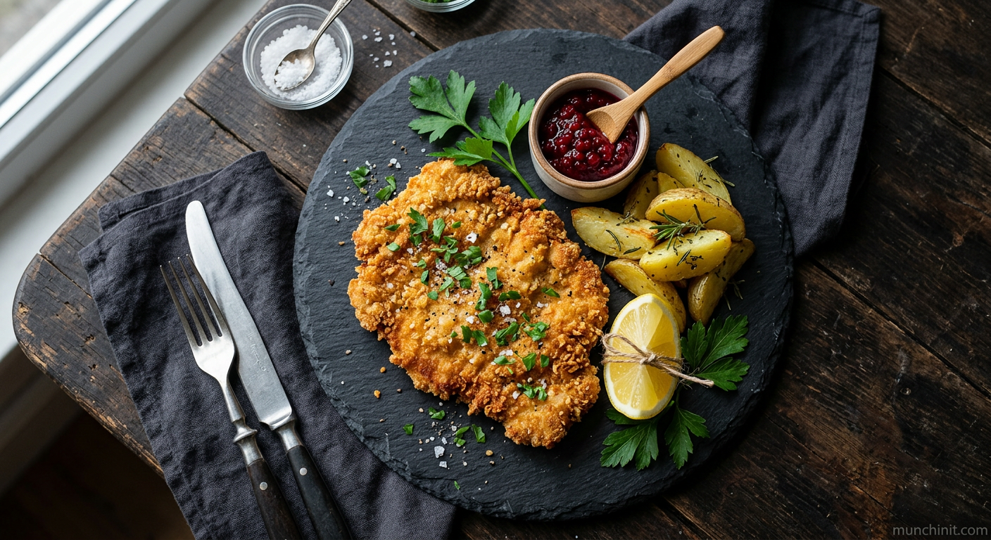 Gluten-Free Crispy Pork Schnitzel with Lemon Wedge