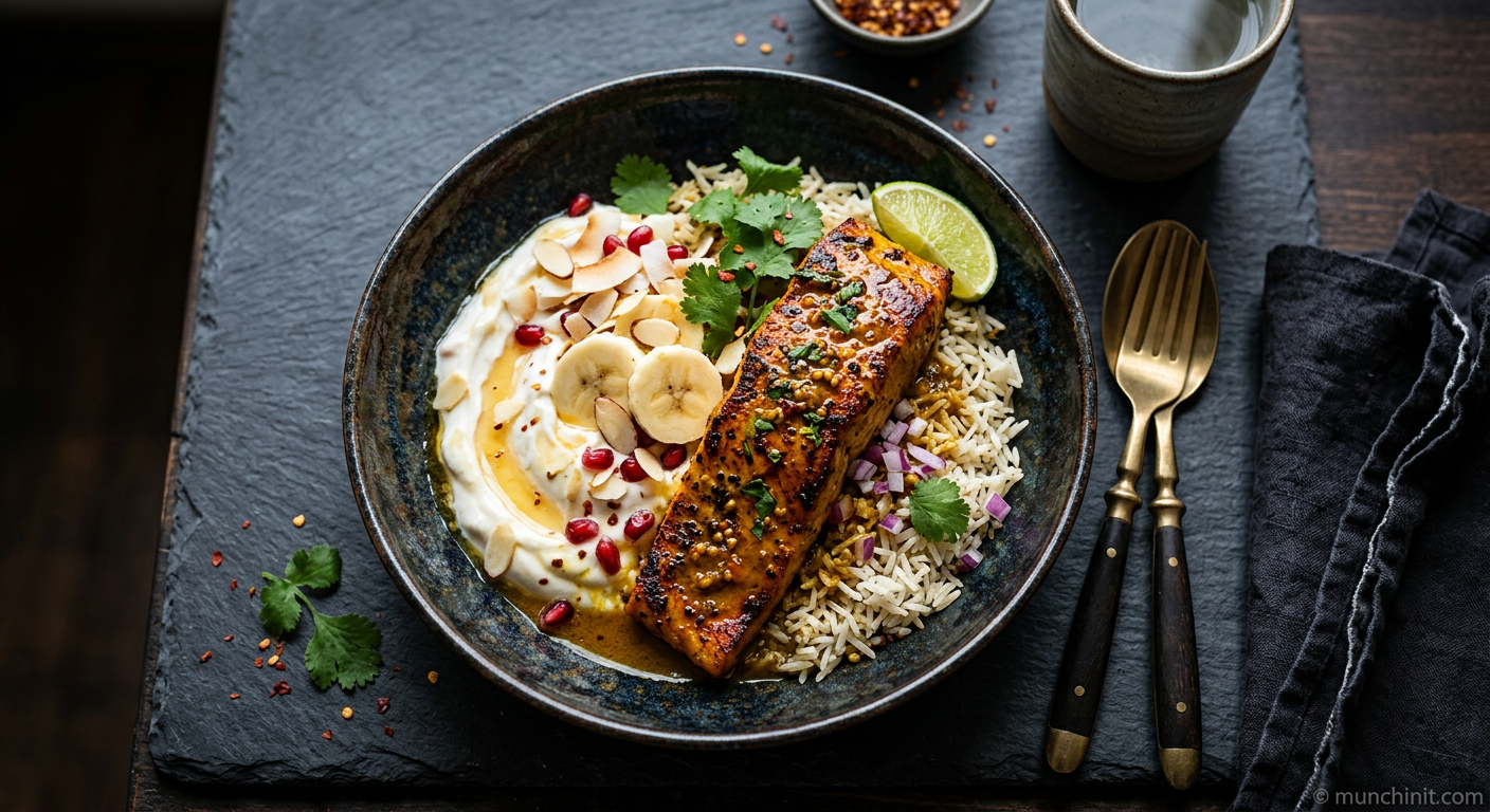 Curried Salmon & Banana Yogurt Fusion Bowl