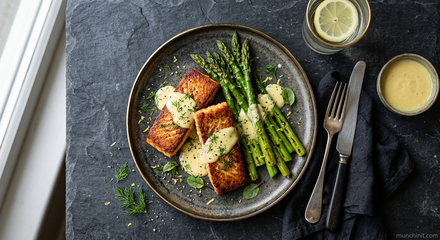 Crispy Vegan Salmon with Asparagus and Dairy-Free Hollandaise