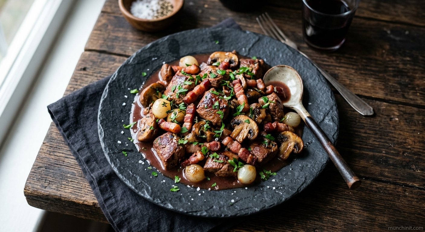 Keto Turkey Bourguignon Stir-Fry with Bacon Lardons