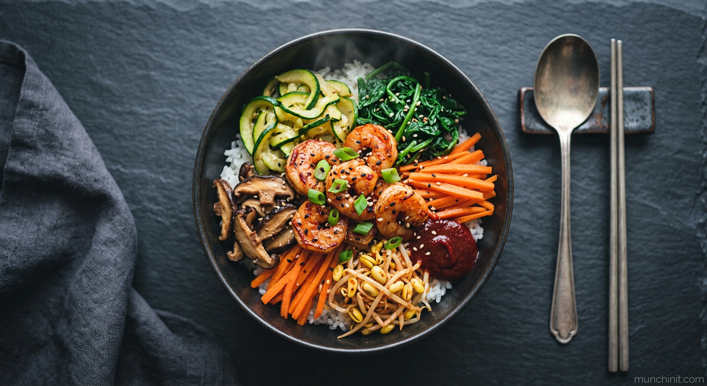 Quick Vegan Prawn Bibimbap Bowl