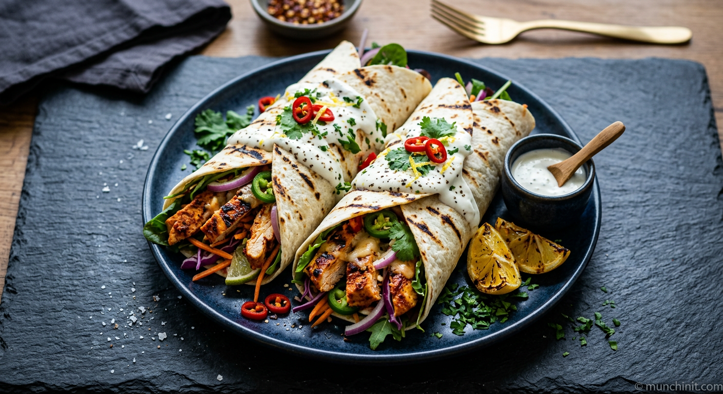 Fiery Peri-Peri Chicken Tortilla Wraps with Greek Yogurt Drizzle