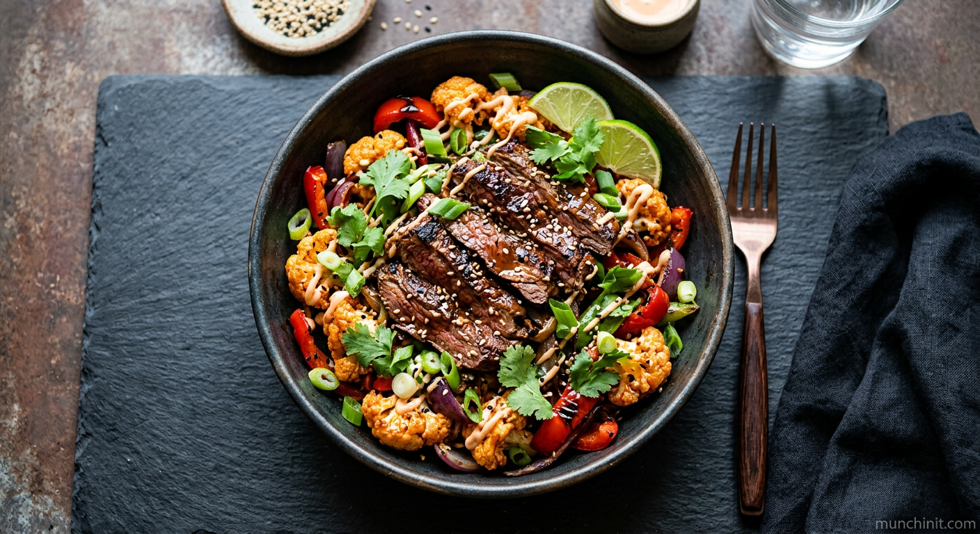 Sizzling Beef & Sriracha Cauliflower Bowl