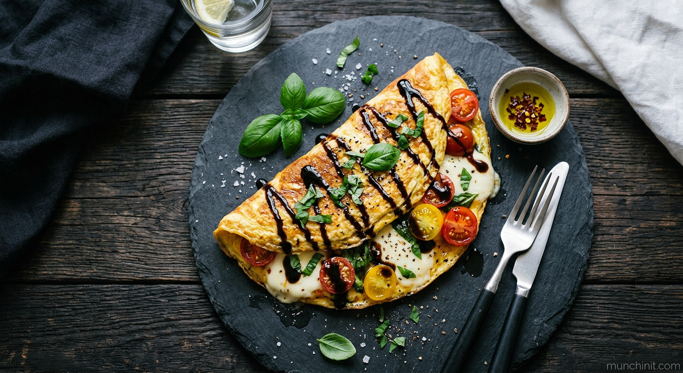 Quick Caprese Omelette with Balsamic Glaze