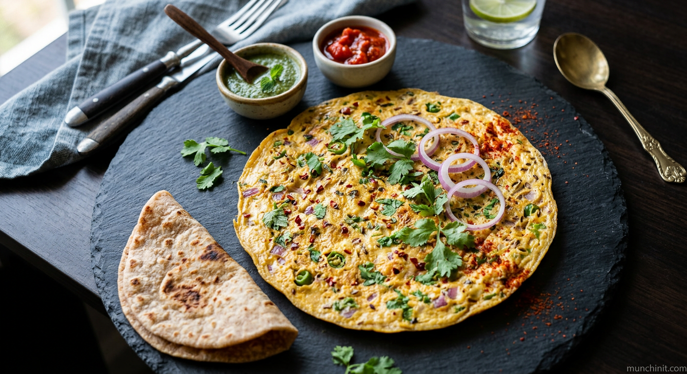 Spicy Indian Omelette with Onion & Coriander
