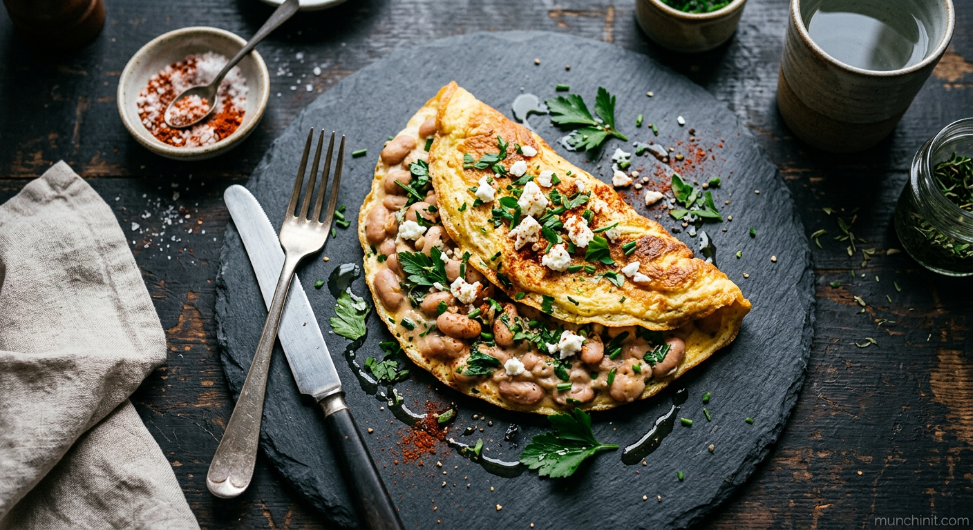 Creamy Borlotti Bean & Herb Omelette with Smoked Paprika