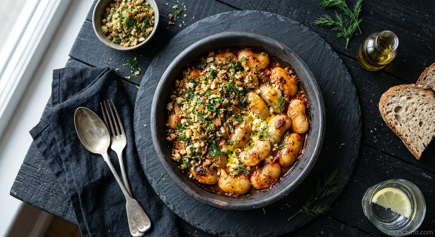 Crispy Giant Beans (Gigantes Plaki) with Dill Crumble