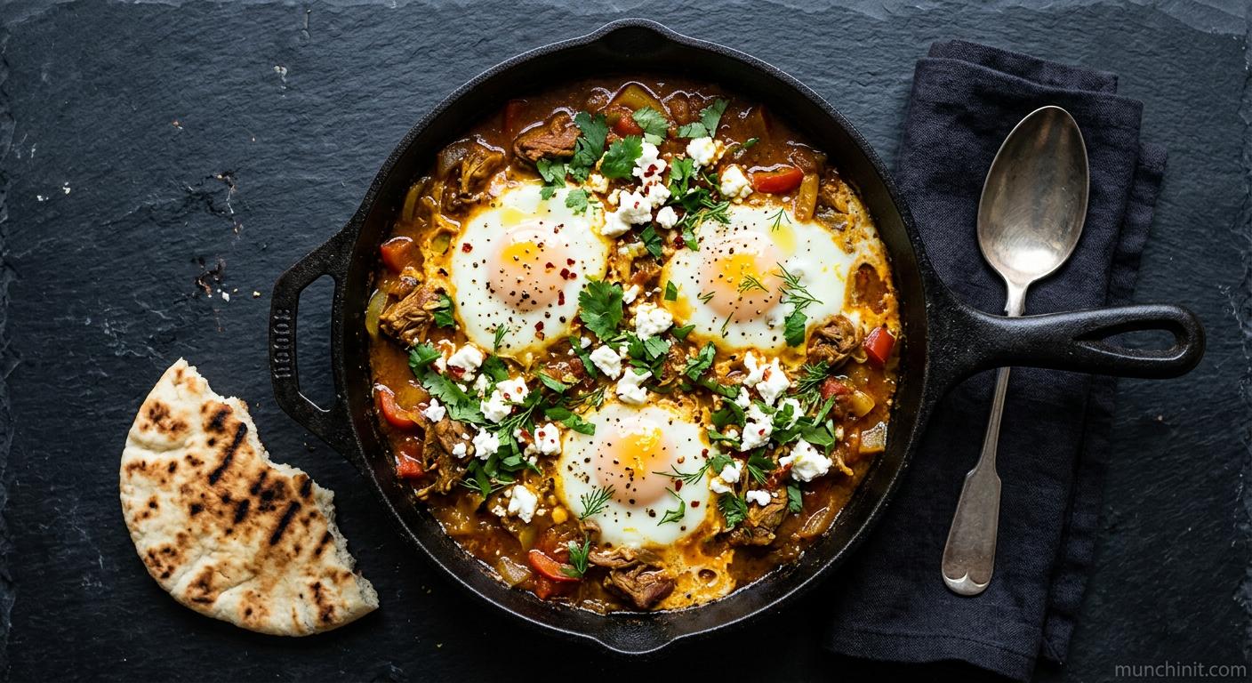 Curried Lamb Shakshuka with Feta Crumble