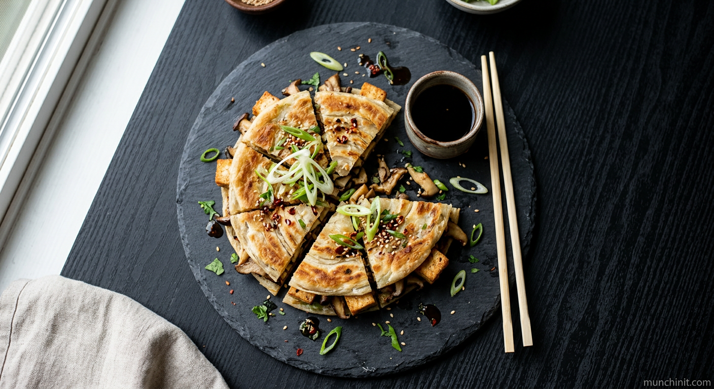 Crispy Tofu & Mushroom Scallion Pancakes