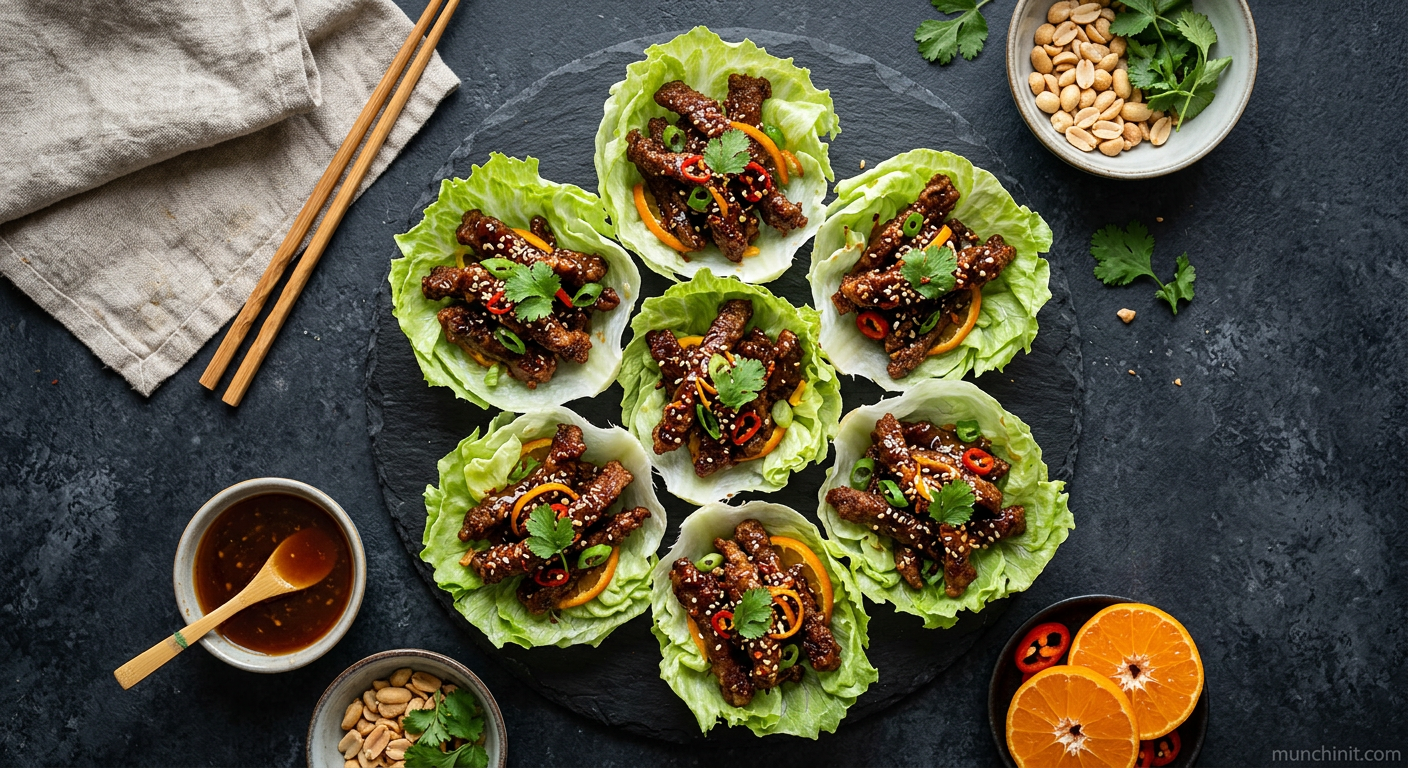 Mandarin Orange Crispy Beef Lettuce Wraps