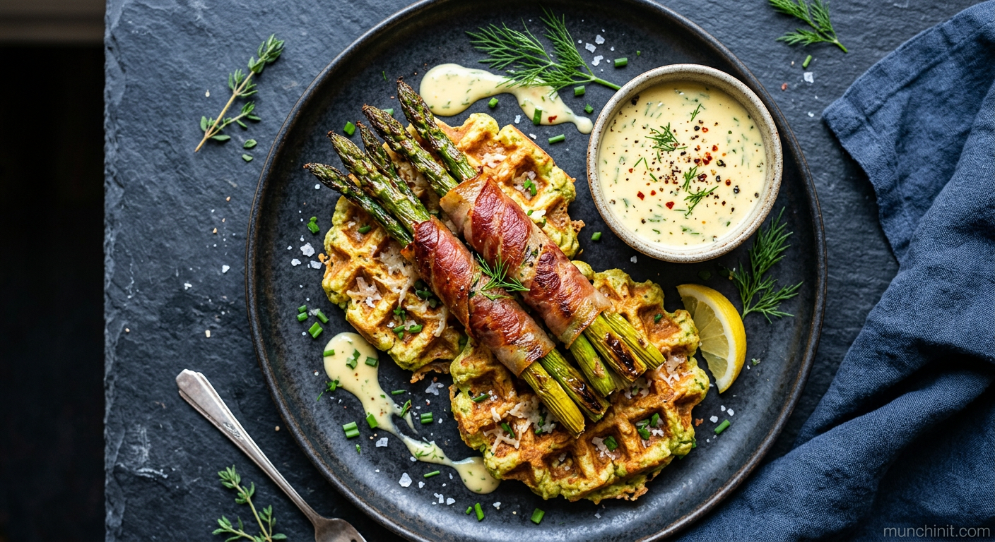 Keto Air-Fried Prosciutto-Wrapped Asparagus Waffles