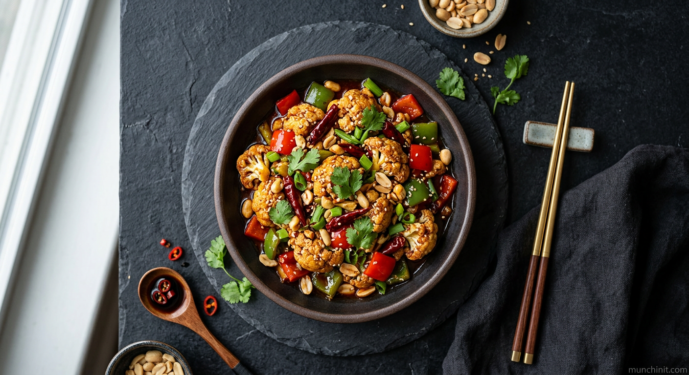 Spicy Kung Pao Cauliflower & Peppers