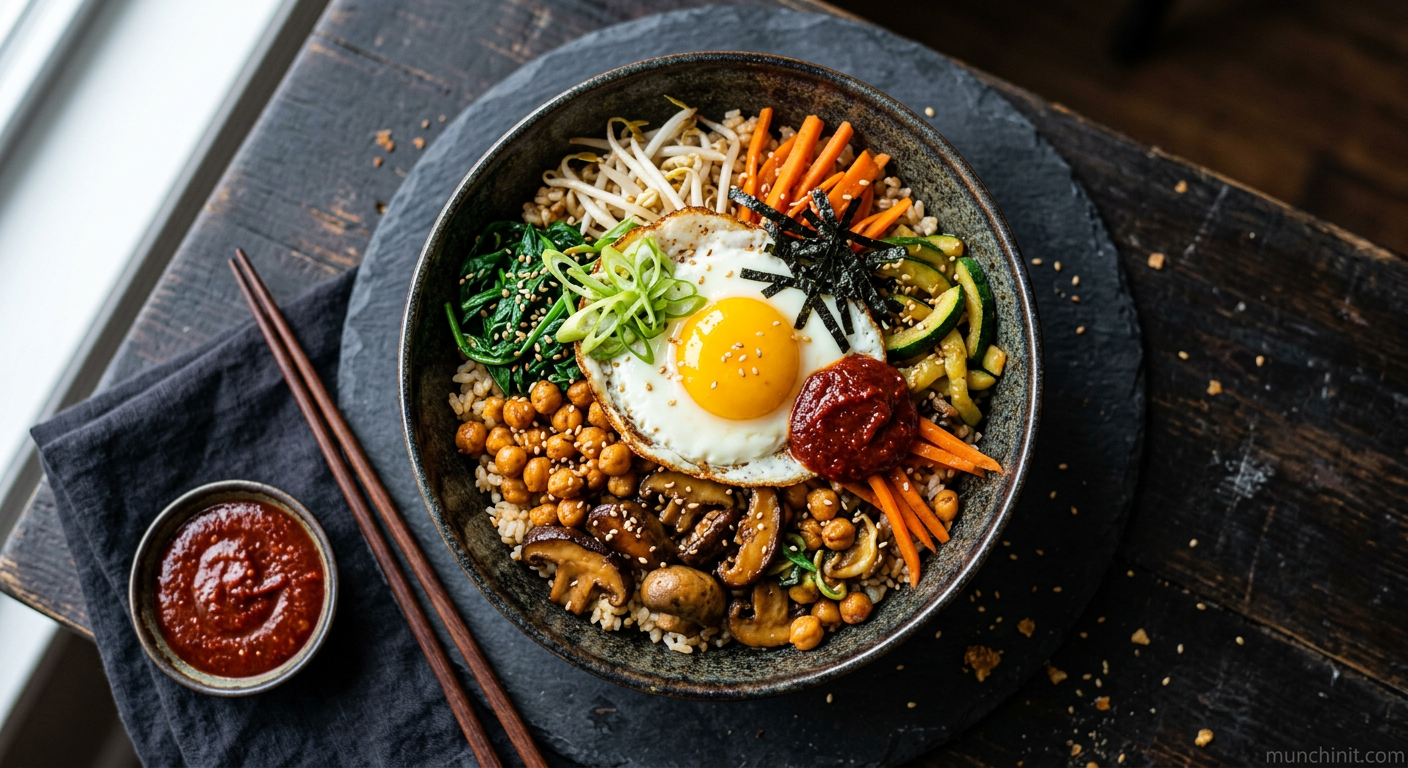 Hearty Chickpea & Mushroom Bibimbap Stir-Fry