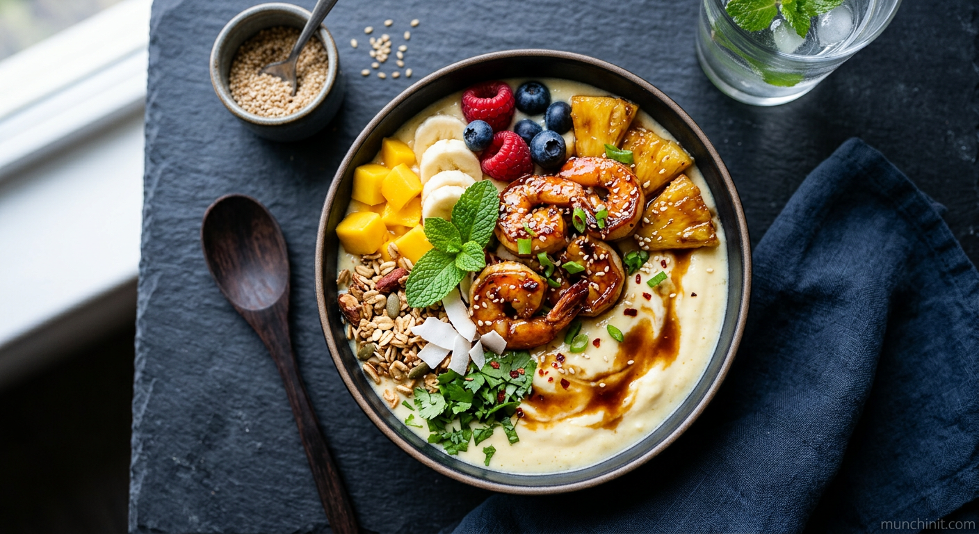 Korean Ginger-Soy Prawn & Pineapple Yogurt Smoothie Bowl