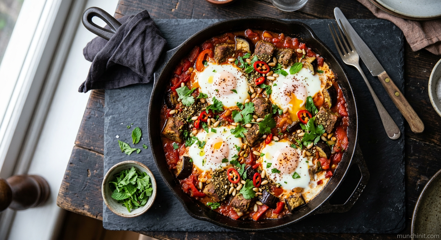 Paleo Za'atar Lamb & Roasted Aubergine Shakshuka