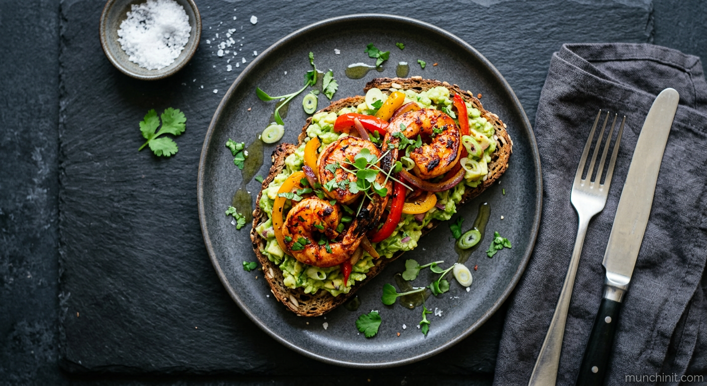 Paleo Smoked Paprika Prawn & Bell Pepper Avocado Toast
