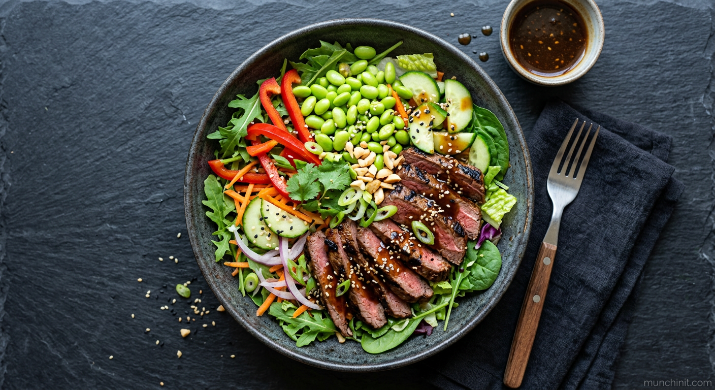 Lean Grilled Teriyaki Beef Salad with Edamame