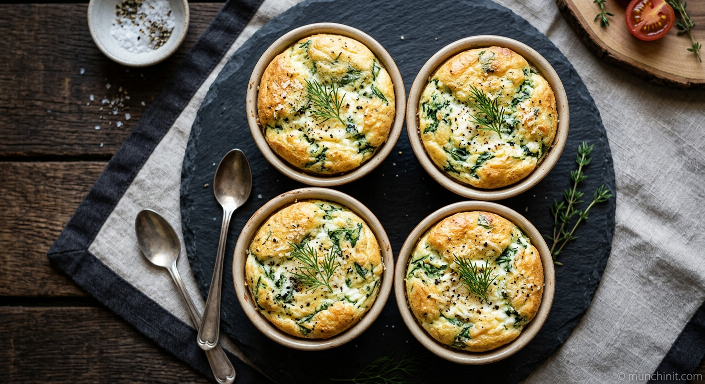 Spinach & Ricotta Egg White Soufflé Cups