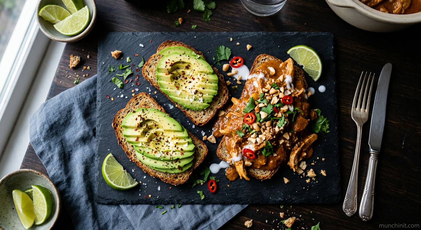 Keto Massaman Chicken & Avocado Toast with Coconut Flour Bread