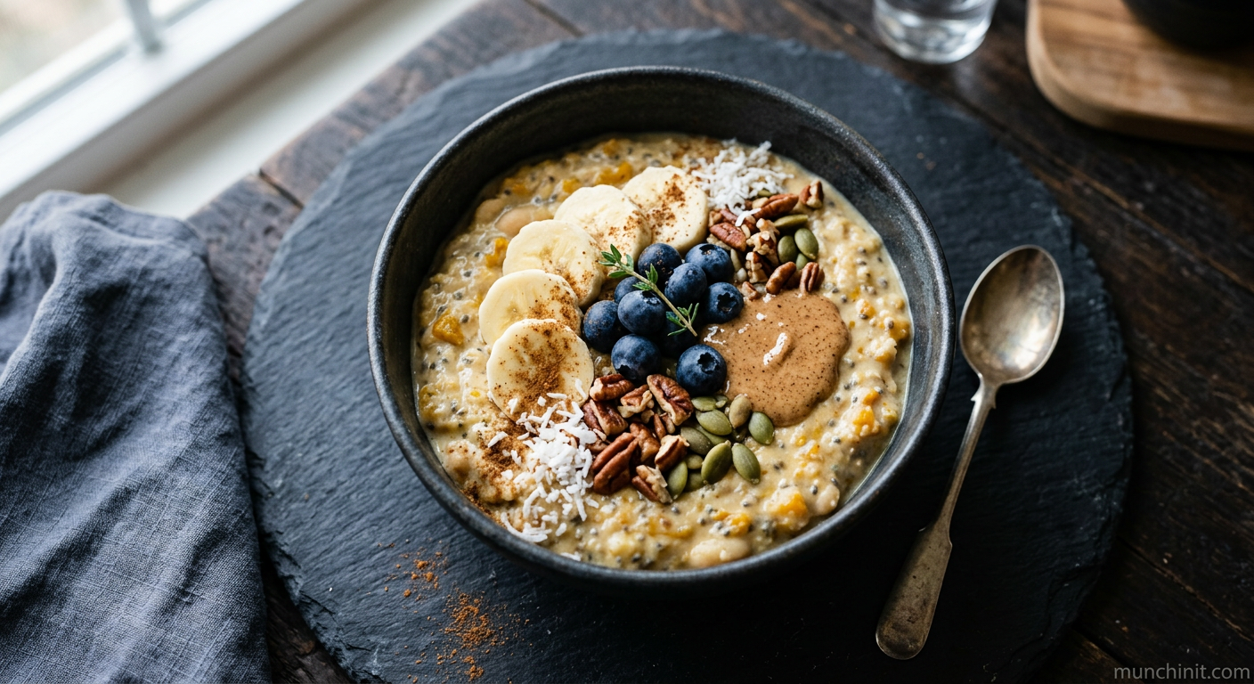 Japanese Kabocha & White Bean Paleo Overnight "Oats"